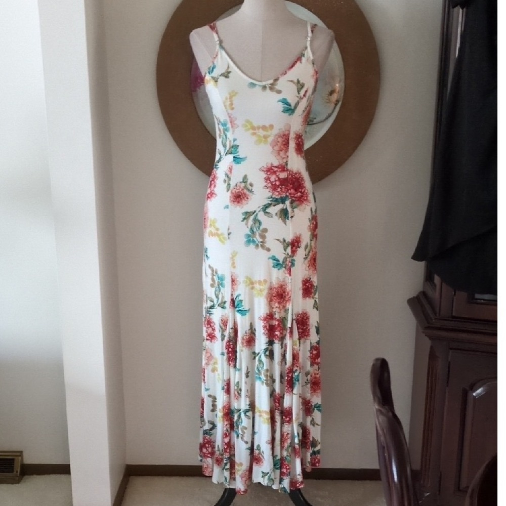 June & Hudson Floral Maxi Dress Cottagecore Romantic Boho Size Medium